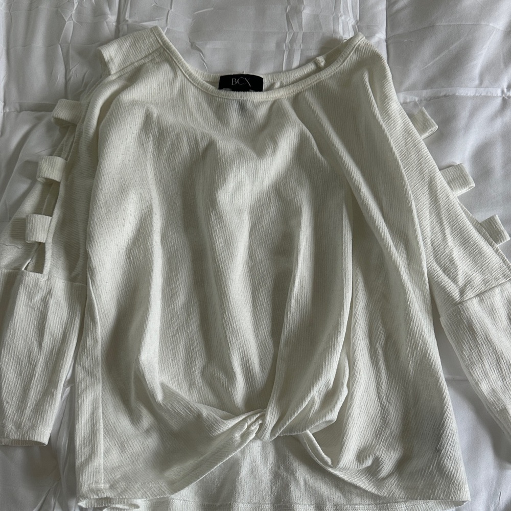 BCX Women's Cream Blouse with Knot Detail